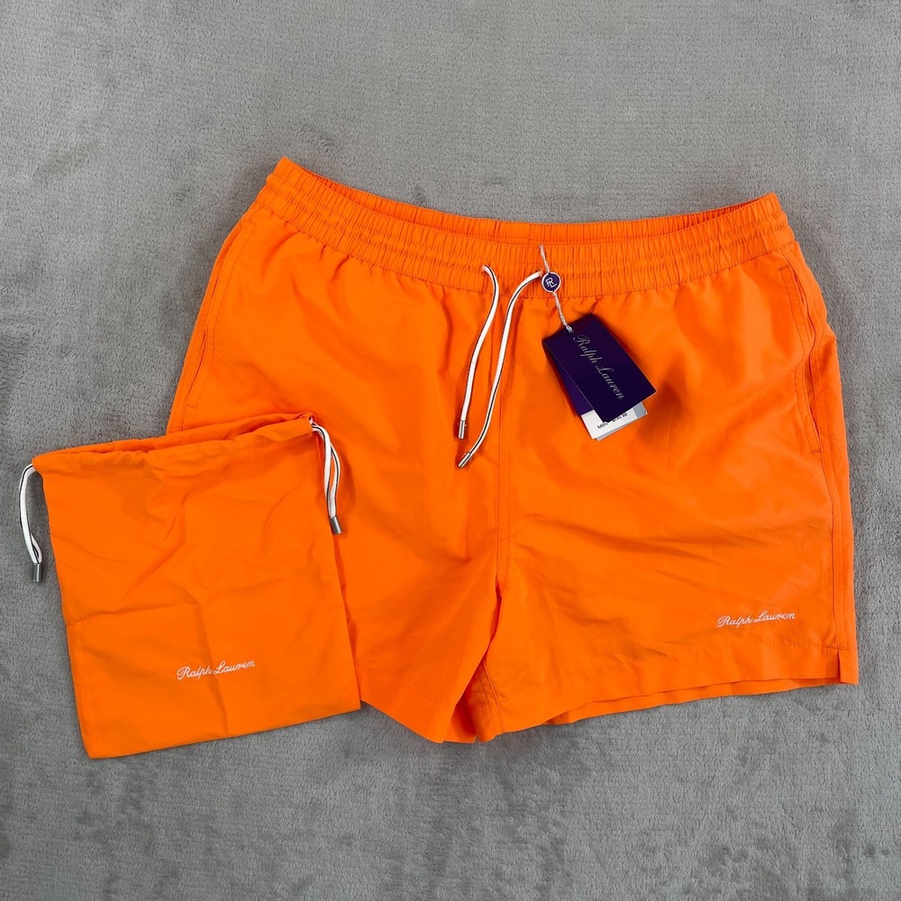 Polo Ralph Lauren Purple Label‎ Amalfi Swim Trunks Men Large Orange Pop NWT $295 - Picture 3 of 11